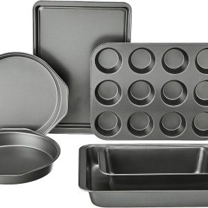 Amazon Basics 6 Piece Nonstick, Carbon Steel Oven Safe Bakeware