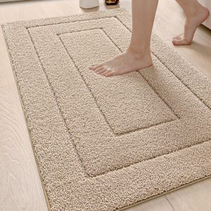 DEXI Bath Mat Non Slip Microfiber Soft Bathroom Rug-Black, Beige, Grey & White
