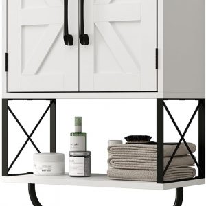 RUSTOWN Farmhouse Rustic Medicine Cabinet with Two Barn Door-7 different colours
