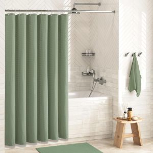 Waffle Textured Heavy Duty Thick Fabric Shower Curtains-12 different colours