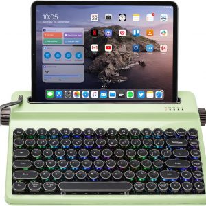 Wireless Hot Swap Retro Mechanical Typewriter Keyboard-green, pink, white, wood