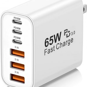 65W 6-Port USBC Charging Block-comes in six colours