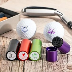 Personalized Golf Ball Stamp with Metal Storage Case